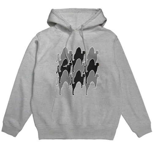 タイリング白黒のびネコ Hoodie