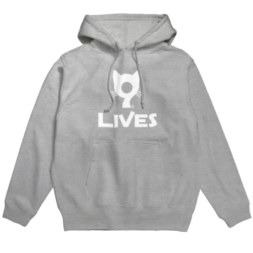 9LIVES logo white パーカー