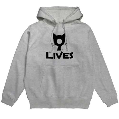 9LIVES logo black パーカー