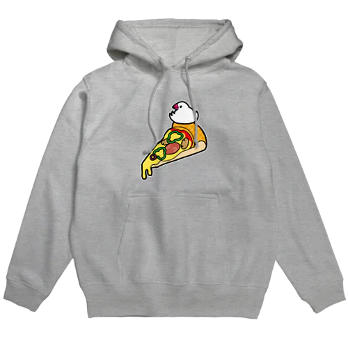 ピザで暖をとる文鳥（素材が濃い色用） Hoodie