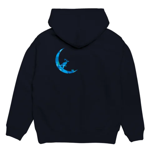 三日月うさぎ　モザイクブルー Hoodie