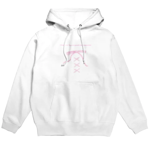 pink Lace up Hoodie