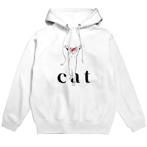 デヴィッドボウイのメイクを施したカッコいい白猫 Hoodie