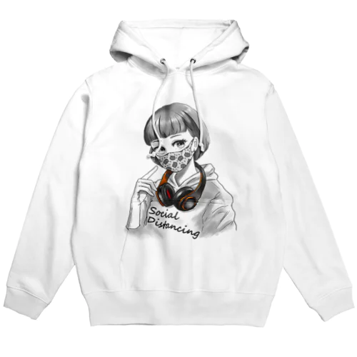 にゃんこマスク 文字黒 Hoodie