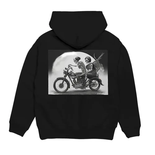 バイクとガイコツ（黒メイン） Hoodie