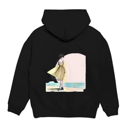 海岸を歩く女性 Hoodie