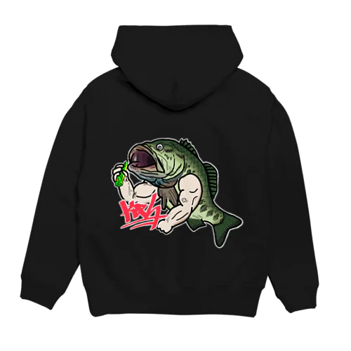 ブチ切れブラックバス(背面印刷) Hoodie