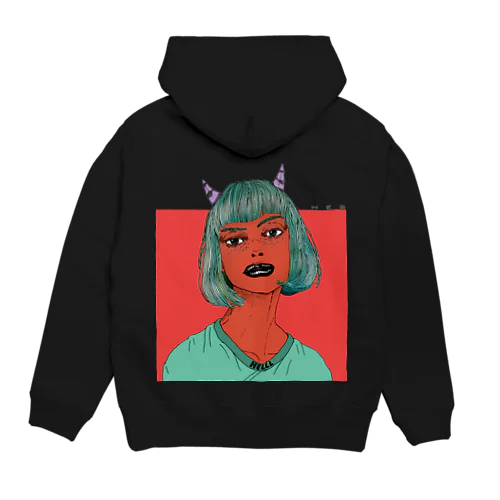 Devil Girl  ロゴ&バックプリント パーカー Hoodie