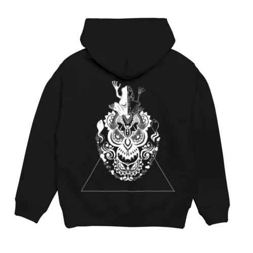 【カエルの一生】（白インク）バックプリントパーカー Hoodie