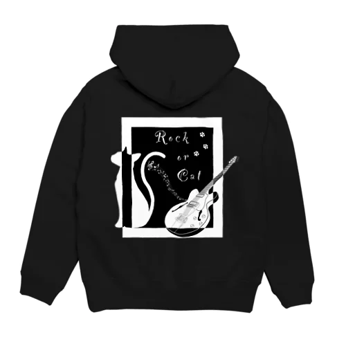 Rock or Cat (猫・ギターグッズ)/黒ver. Hoodie