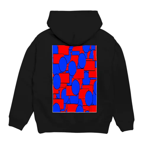 青の○と赤の□のパターンアート Hoodie