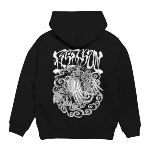 Rising sun Crow (White Print) Hoodie