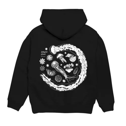 Jellyfish planet（クラゲの惑星）白バックプリント Hoodie