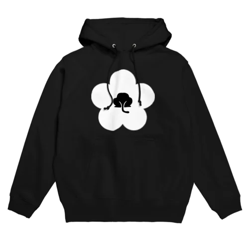 動物家紋h.t.（裏梅ネコ尻）白 Hoodie
