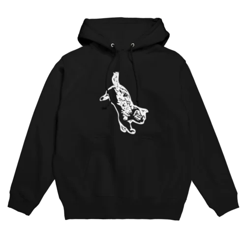 逆立ちネコ パーカー(黒) Hoodie