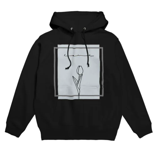 グレーブルー , 線画チューリップ Hoodie