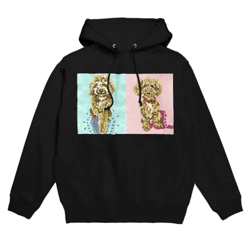 トリミング前後のトイプードルのふき(ちぎり絵) Hoodie