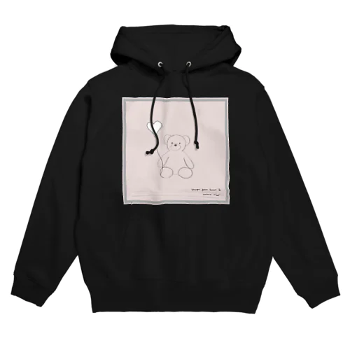 🧸 Bear and heart white balloon . Hoodie