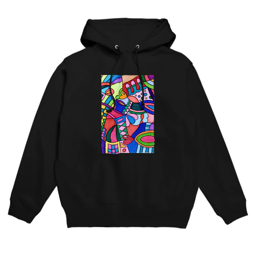 障害者アート 手描きイラスト カラフル Hoodie