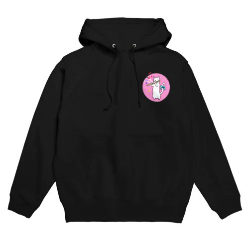 フルートを吹く白猫 Hoodie