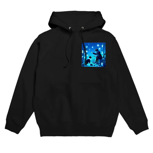 黒猫とスマートライフ Hoodie