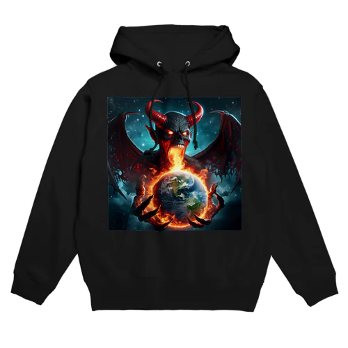 邪悪な炎を放つ巨大な悪魔の姿 Hoodie