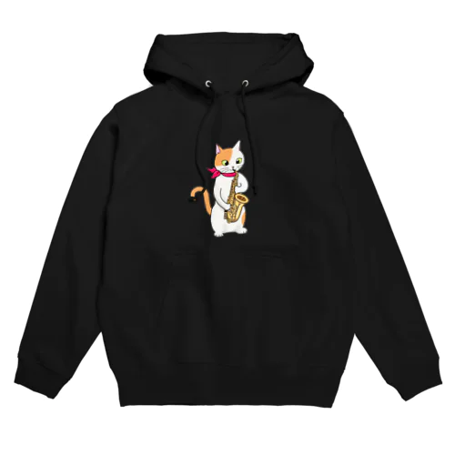 サクソフォンを吹く猫 Hoodie