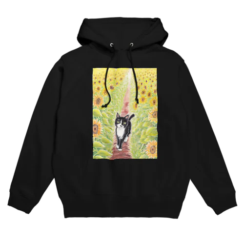 ひまわり畑のクロ Hoodie