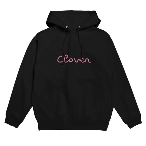 Clover　筆記体　薄ピンク Hoodie