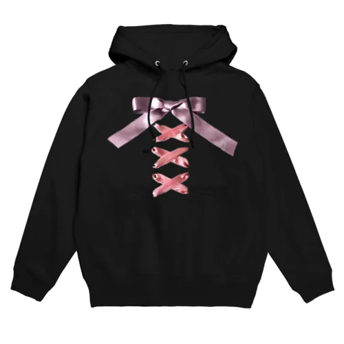 Pink × Lavender Lased-up Ribbon Hoodie