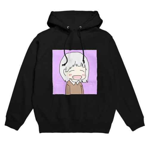 白の眠たい女の子 Hoodie