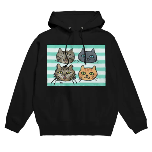 歴代にゃんズゆるゆるフェイス Hoodie