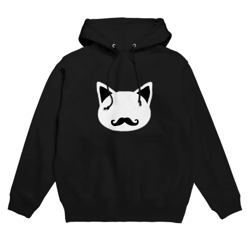 ちょび髭ロゴ5 ねこ　猫　ネコ　cat Hoodie
