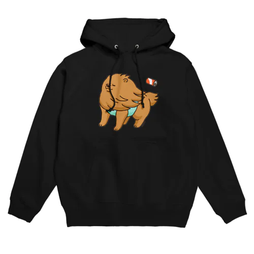 強風に立ち向かうポメラニアン（茶色） Hoodie