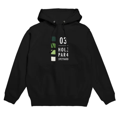 HOLE.3 Par4 (文字ホワイト) Hoodie