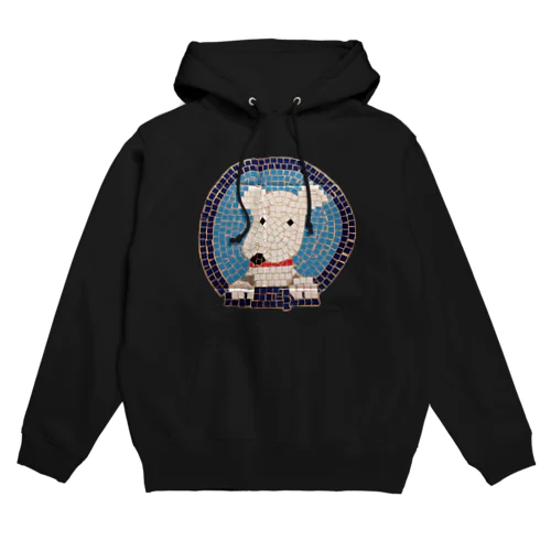 白い犬のタイルアート Hoodie