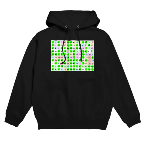 かなだらまばさ　カラフルグリーン(白地) Hoodie