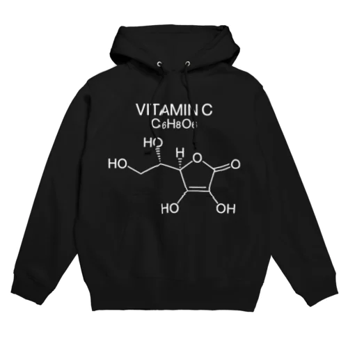 VITAMIN C C6H8O6-ビタミンC-白ロゴTシャツ パーカー