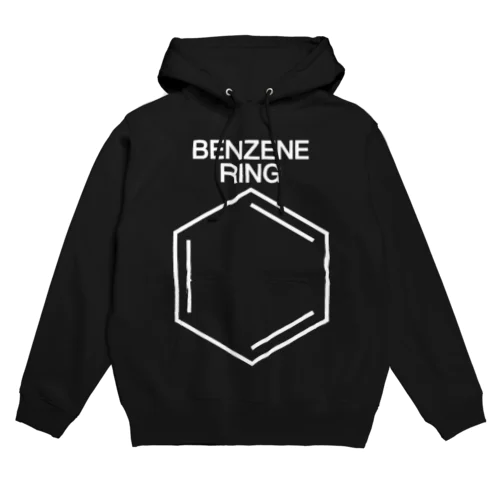 BENZENE RING-ベンゼン環の構造式-白ロゴ Hoodie