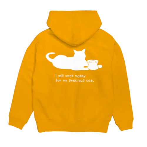 今日も猫様のために働きます＊英語＊白 Hoodie