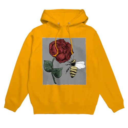 薔薇と蜂　グレー Hoodie