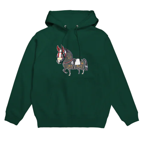 　青毛　赤いメンコの競走馬 Hoodie