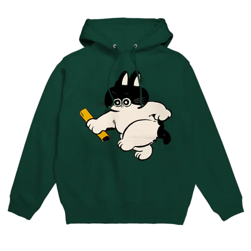 バトンタッチ猫★柄ちょいでか黄組 Hoodie