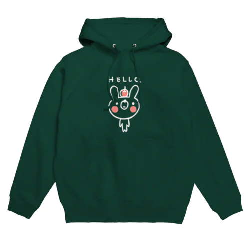 リンゴを頭にのせたウサギさん(白) Hoodie