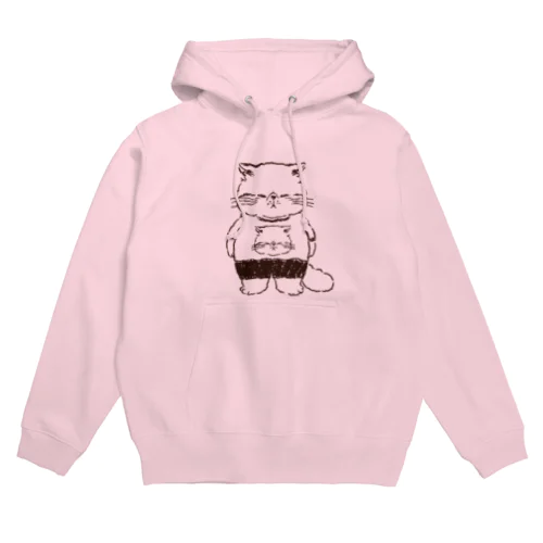 自分の顔のTシャツを自慢気に着る猫 Hoodie