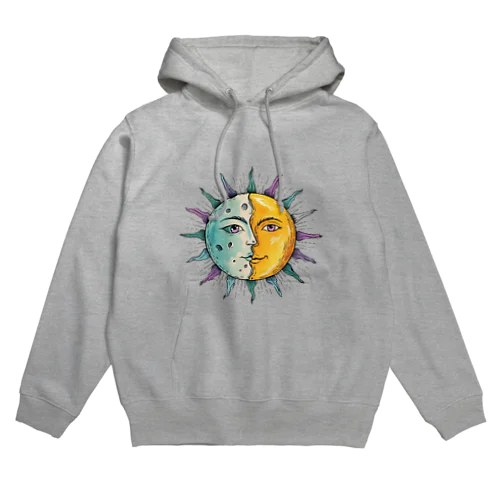 手描きの太陽と月 Hoodie