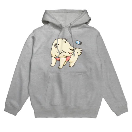 強風に立ち向かうポメラニアン（白色） Hoodie