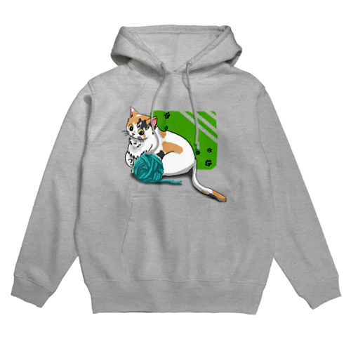 毛糸玉と三毛猫 Hoodie