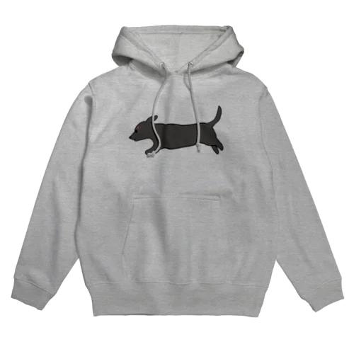 走る犬 ダックス ブラック Hoodie