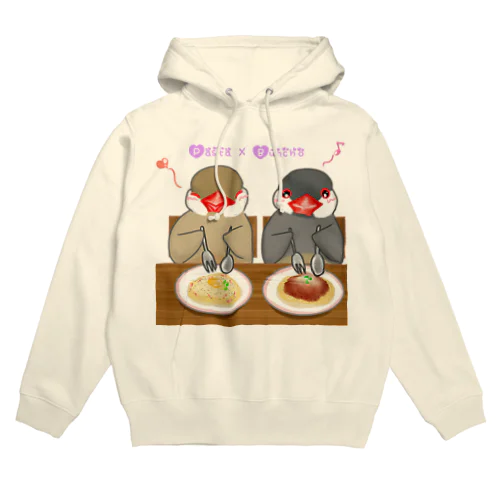 パスタとシナモン・シルバー文鳥ず ロゴ入り Hoodie